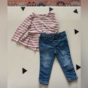 Gap|Baby girl cute outfit,jeans & stripe long sleeve tunic top•••Closet staples
